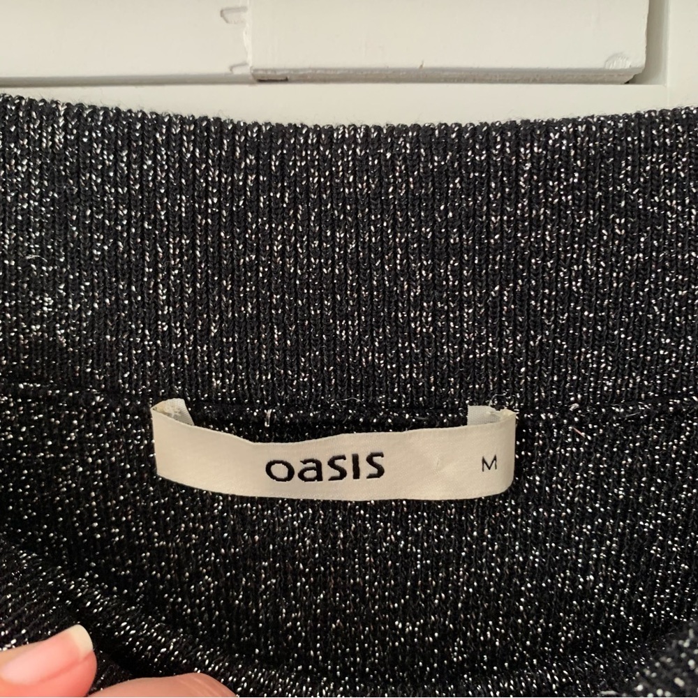 Oasis Silver Shiny Midi Tube Skirt Size Medium - Picture 2 of 8